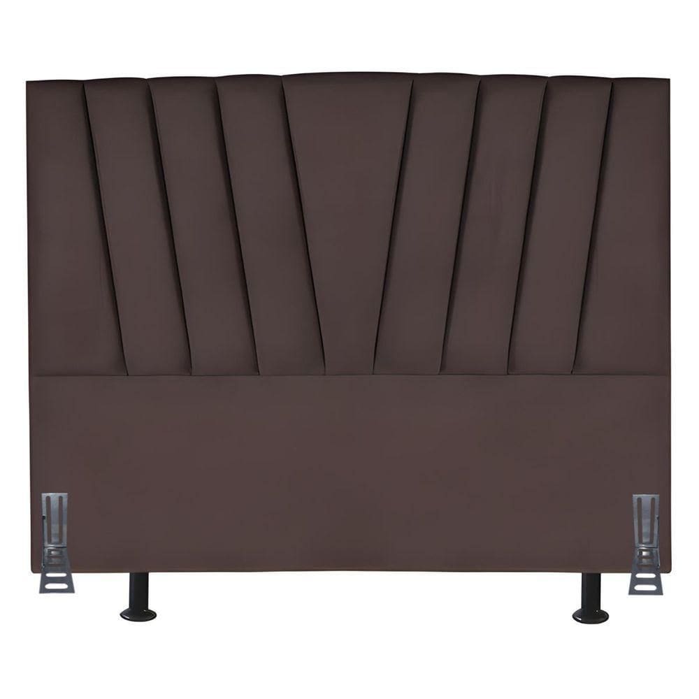 Cabeceira Solteiro 90 Cm Safira Em Corino Com Frame Marrom