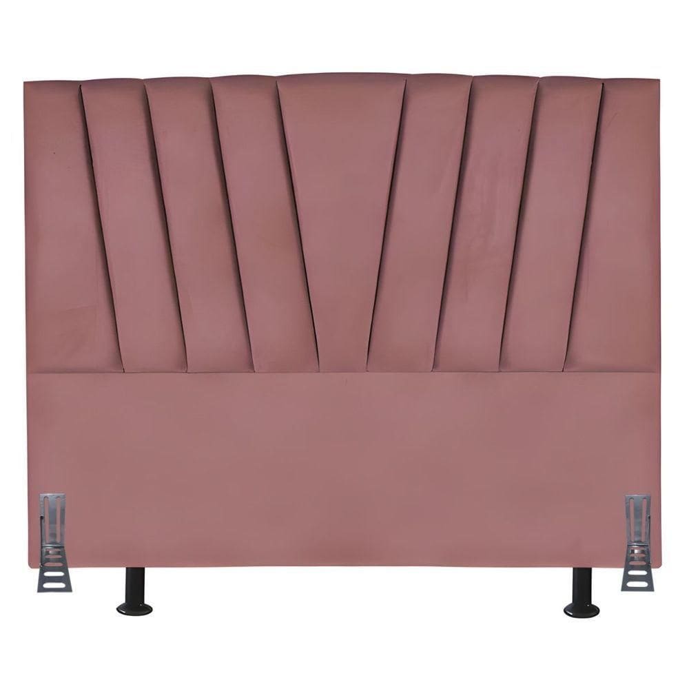 Cabeceira Cama Solteiro 90 Cm Safira Em Veludo Com Frame Rosê