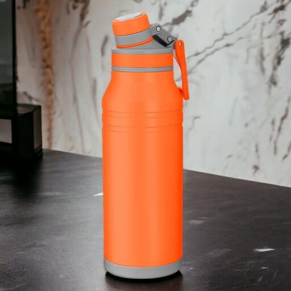 Garrafa Com Alça E Bico 1,2l Em Aço Inox Laranja