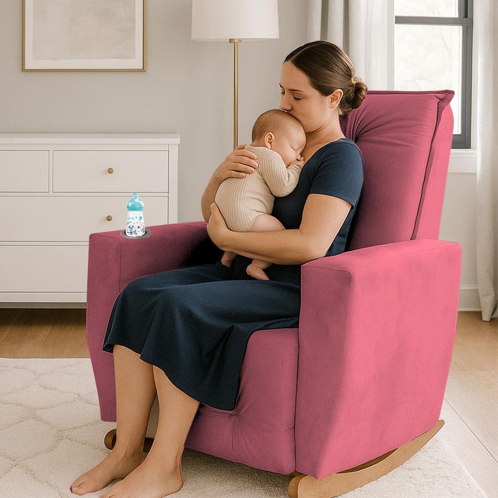 Poltrona de Amamentação Balanço Agatha Puff Rosa