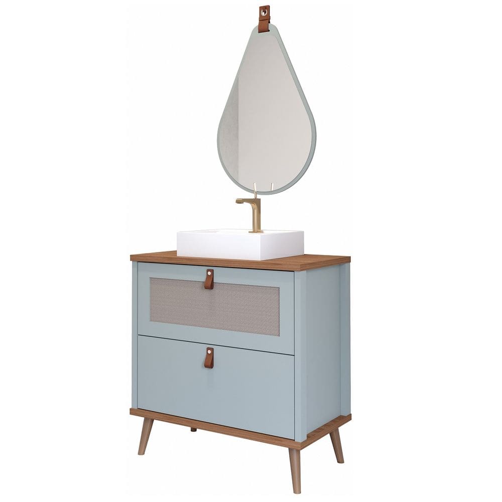 Armário Banheiro 80Cm Mdf Cuba E Espelheira Gota Pistache