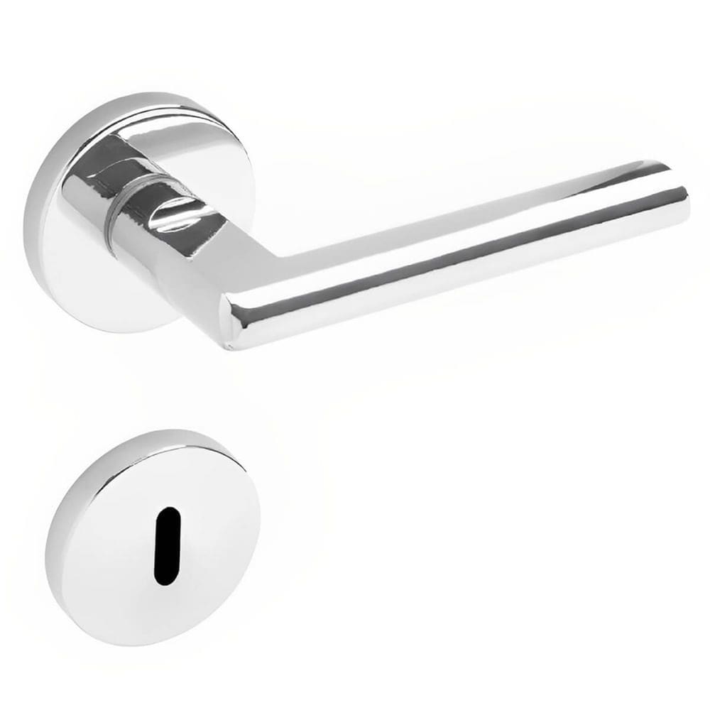 Conjunto de Fechadura 521 em Zamac Interna ST1 40 Roseta 323 de Inox Cromado - 18041008-9 - LA Fonte