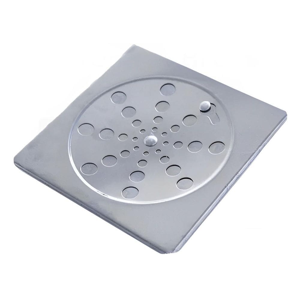 Ralo Grelha Quadrado Em Inox Com Fecho Para Banheiro
