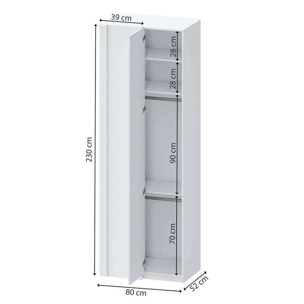 Guarda-roupa Modulado de Canto Linear 1 Porta Wave Casatema Branco