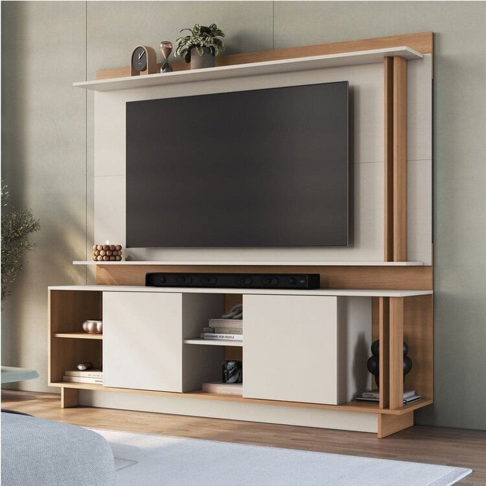 Conjunto Rack e Painel para Tv até 65 Polegadas Los Angeles / New York Freijó/Off White