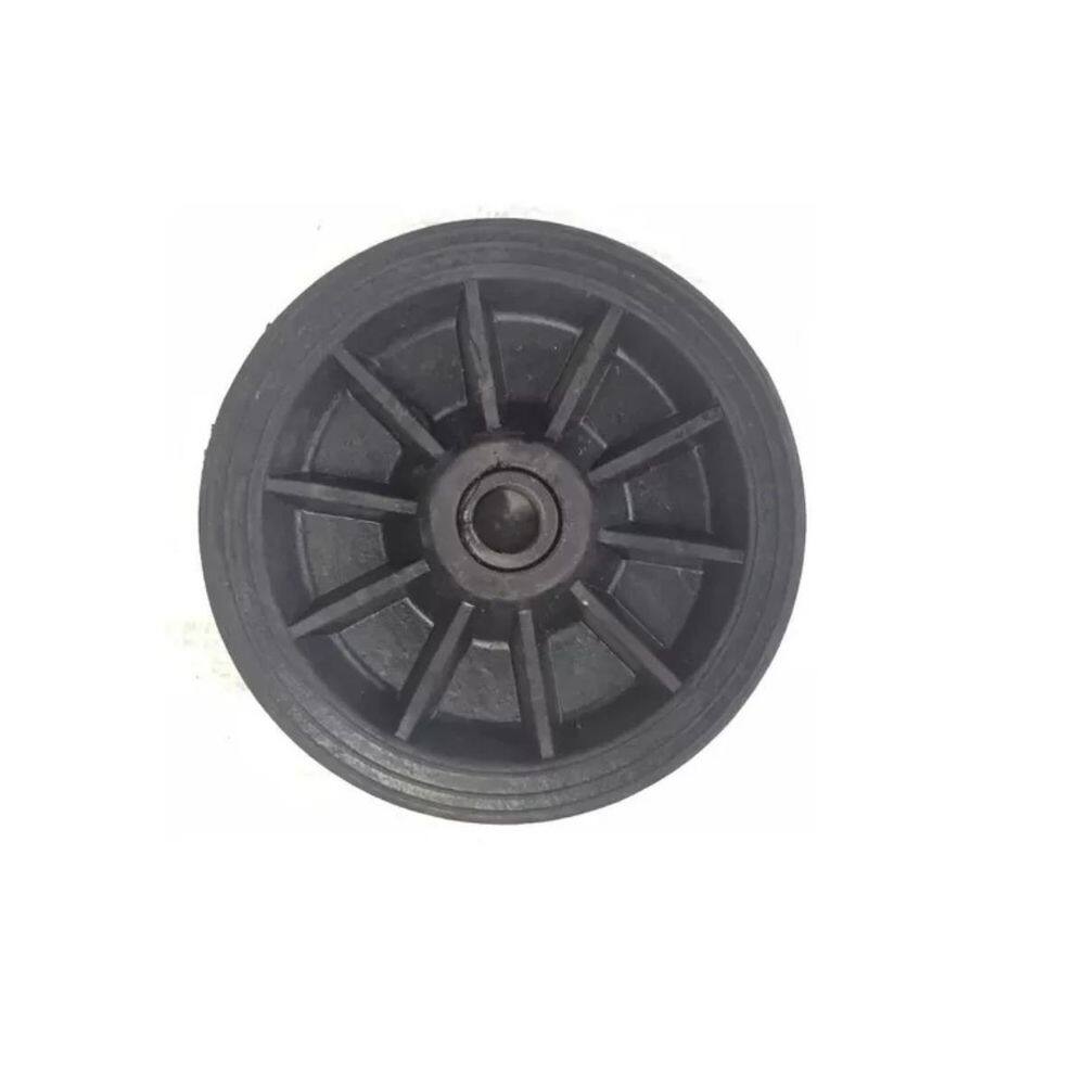 Roda Borracha Maciça Integral 8` Eixo Furo Bucha 7/8