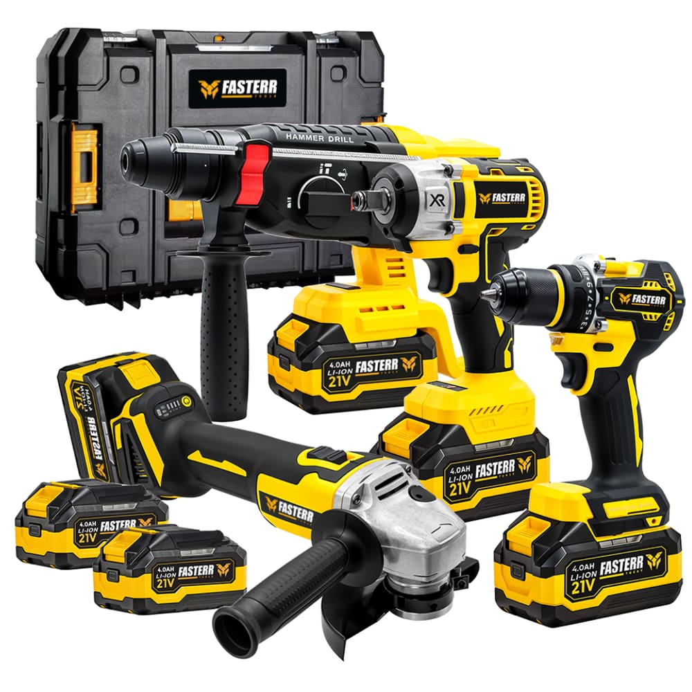 Kit Ferramentas 4 em 1 Intercambiáveis Brushless com 2 Baterias 21V FASTERR - FST001K