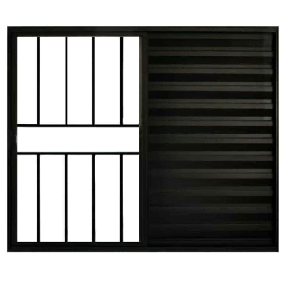 Janela Veneziana de Correr 3 Folhas com Grade Alumínio Preto 1.00 x 1.50 Linha Modular - PTORD2278 - HALE