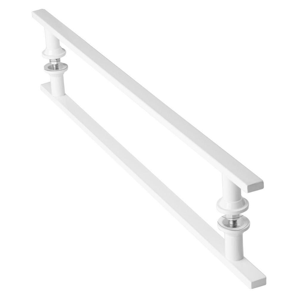 Puxador De Porta Branco Vidro Pivotante Madeira 60Cm M.S