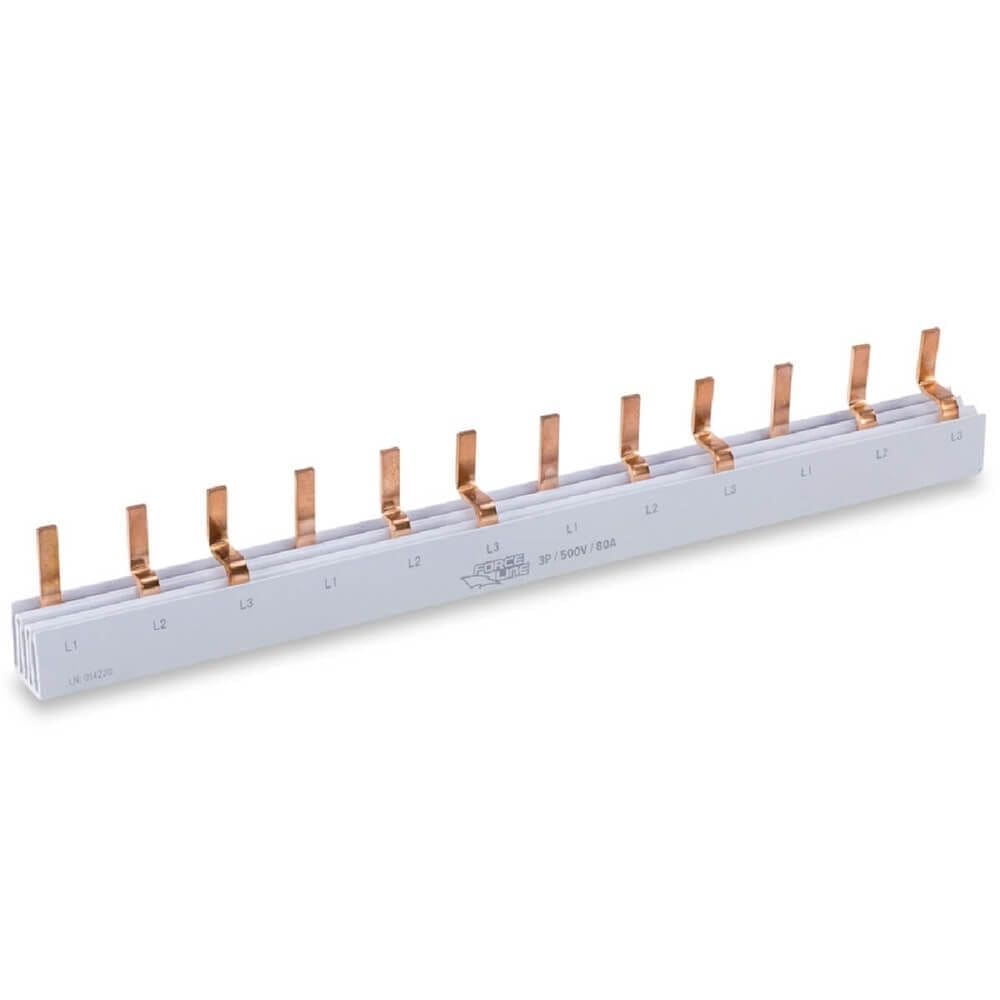 Barramento Trifásico 12 Polos 80 Amperes 215mm - 600400009 - FORCELINE