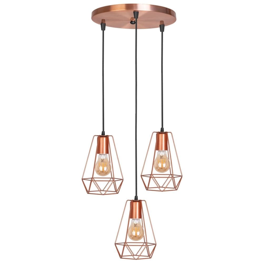 Pendente Mumbai 3 Lâmpadas Cobre - PD180/3CO - KIN