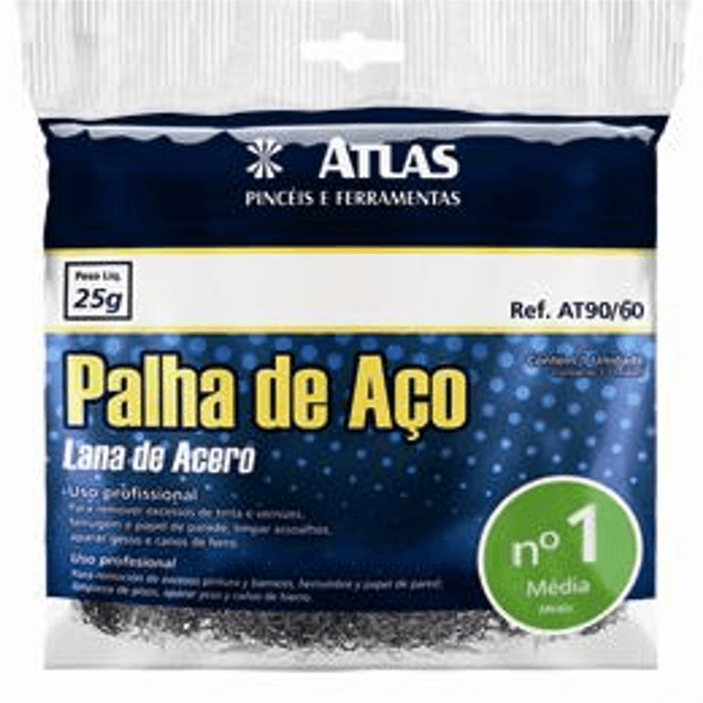 Palha de Aço Média Numero 1 - AT90/60 - PINCEIS ATLAS