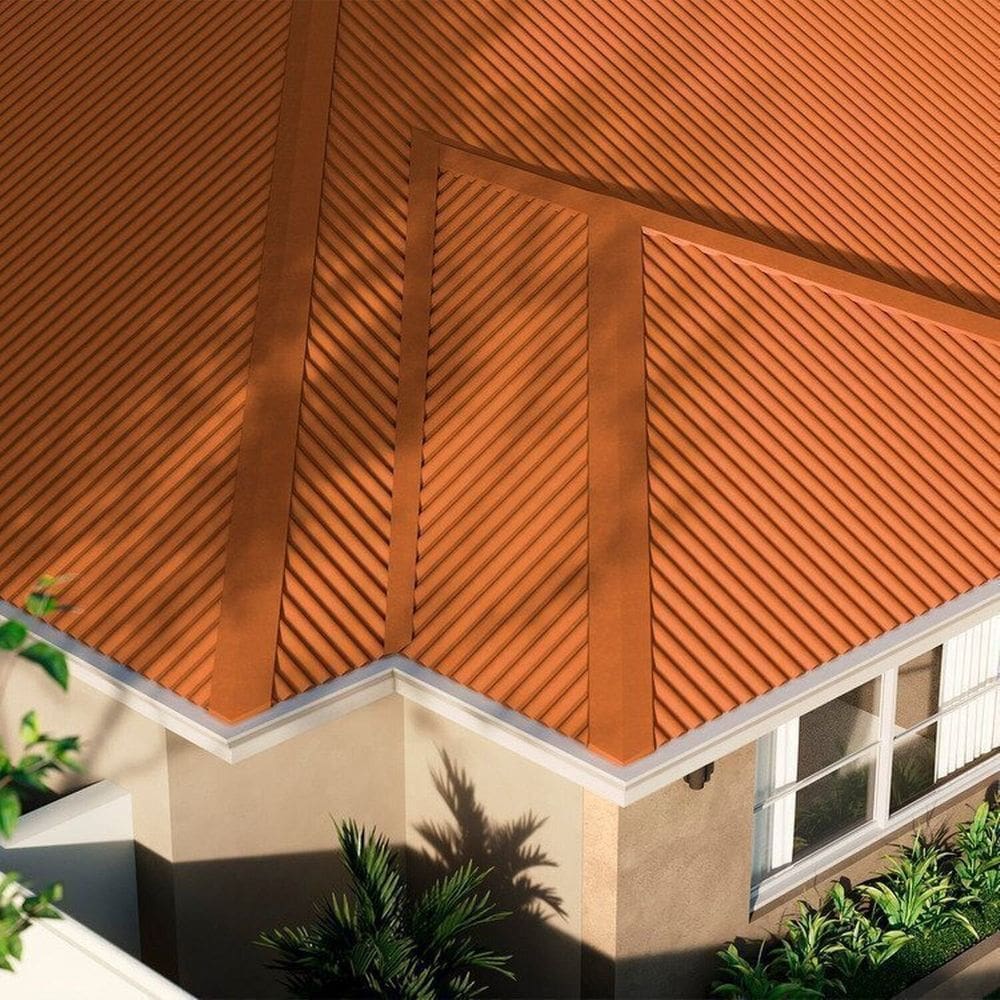 Kit 5 Telhas Ondulada, sem Forro, 2.44cmx100cmx15mm com Isolamento Térmico em Pir - Kingspan isoeste Terracota