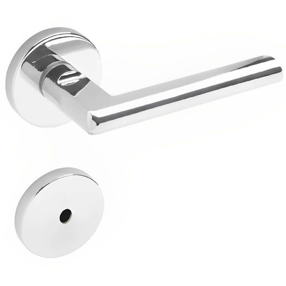 Conjunto de Fechadura 521 em Zamac Para Banheiro ST1 40 Roseta 323 de Inox Cromado - 18042008-4 - LA Fonte