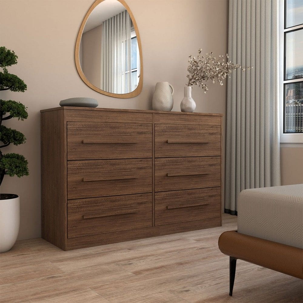 Cômoda Europa 6 Gavetas 100% Mdf Castanho - Panorama Móveis