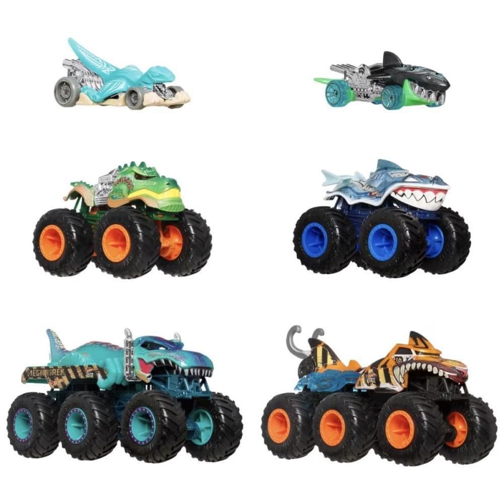 Hot Wheels Monster TRUCKS SHARKS Vs.dinos 1:64 6-PACK (S