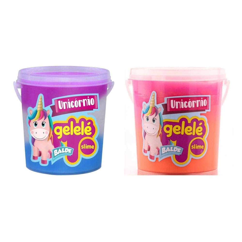 Slime Unicórnio Conjunto Gelelé Com 2 Baldes 457G Cada