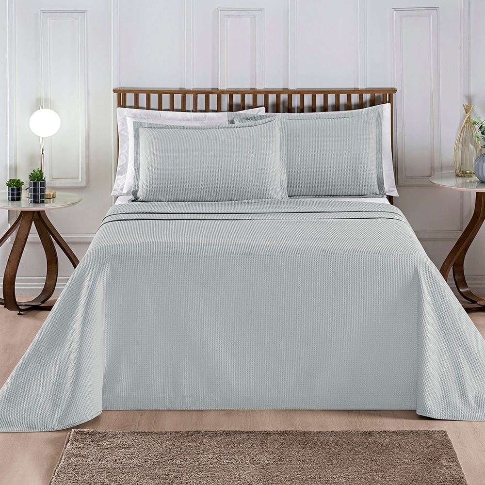 Colcha Casal 3 peças Cobre leito Piquet 100% Algodão Charm