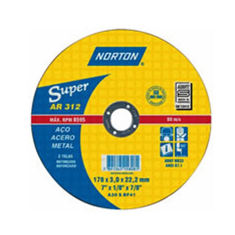 Disco De Corte Para Aço 10`` Norton 254X3,2X15,87Mm - Ar312