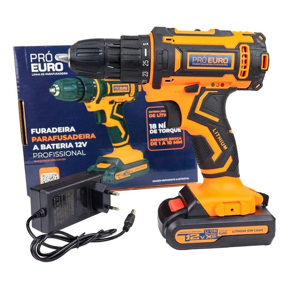 Parafusadeira Furadeira Sem Fio 10Mm Cor Laranja