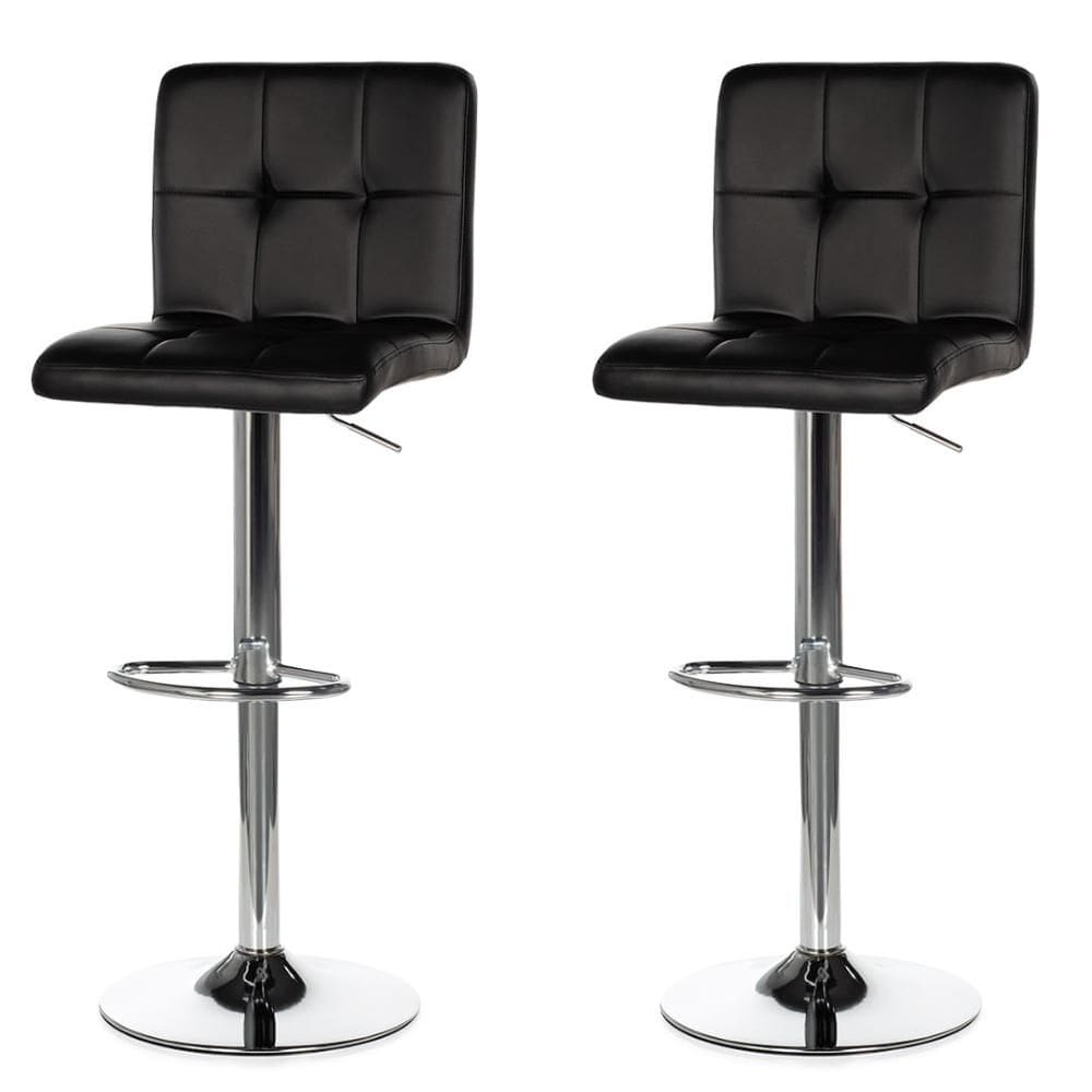 Kit 2 Banqueta Giratória ANM2800B Gomos Confort Anima Office Estofada em PU Preta Base Cromada