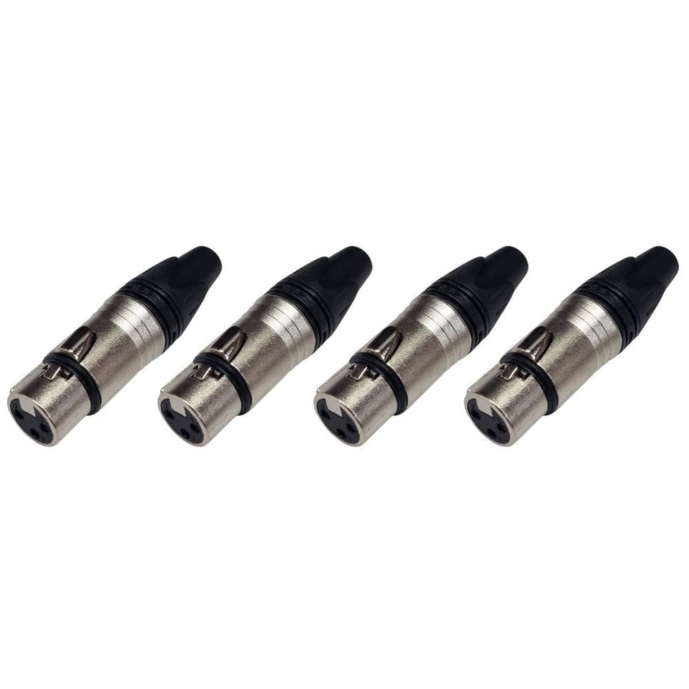 Kit 4 Plug Xlr Fêmea Profissional 3 Vias Soundvoice Xl03Fm