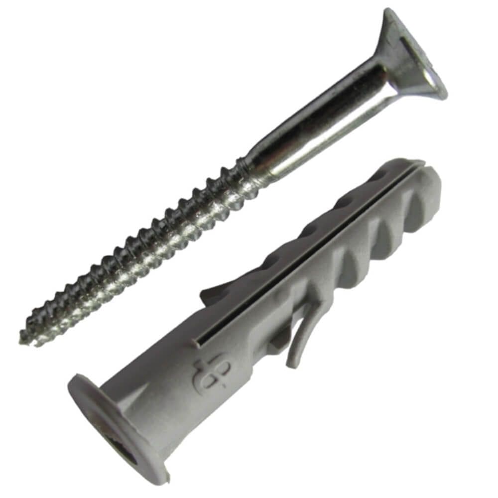 Bucha Nylon 8mm com Anel e Parafuso para Madeira de Cabeça Chata 5,5x50 Cartela 5 Peças -PMB632 - FOXMIX