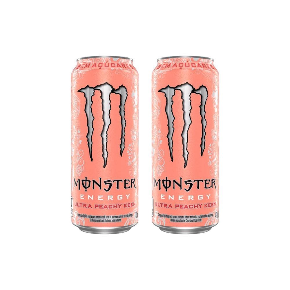 Kit 2 Energético Monster Ultra Peachy Keen Zero Açúcar 473ml