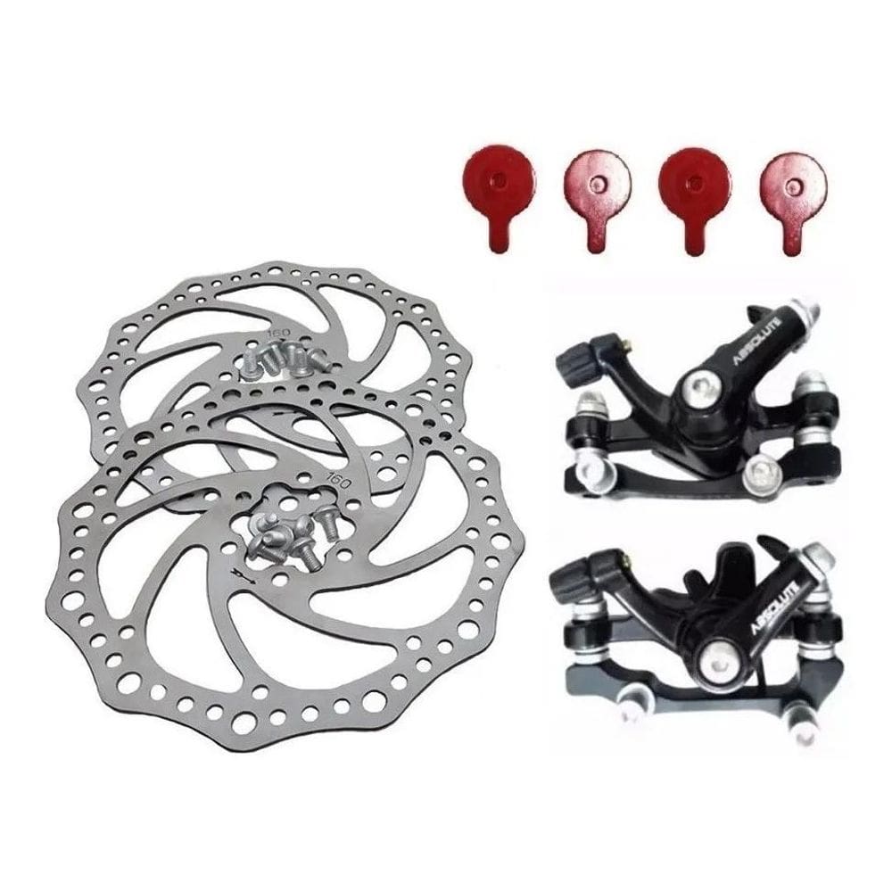 2X Kit Freio A Disco Bicicleta Mecânico Absolute Bike Aro 26
