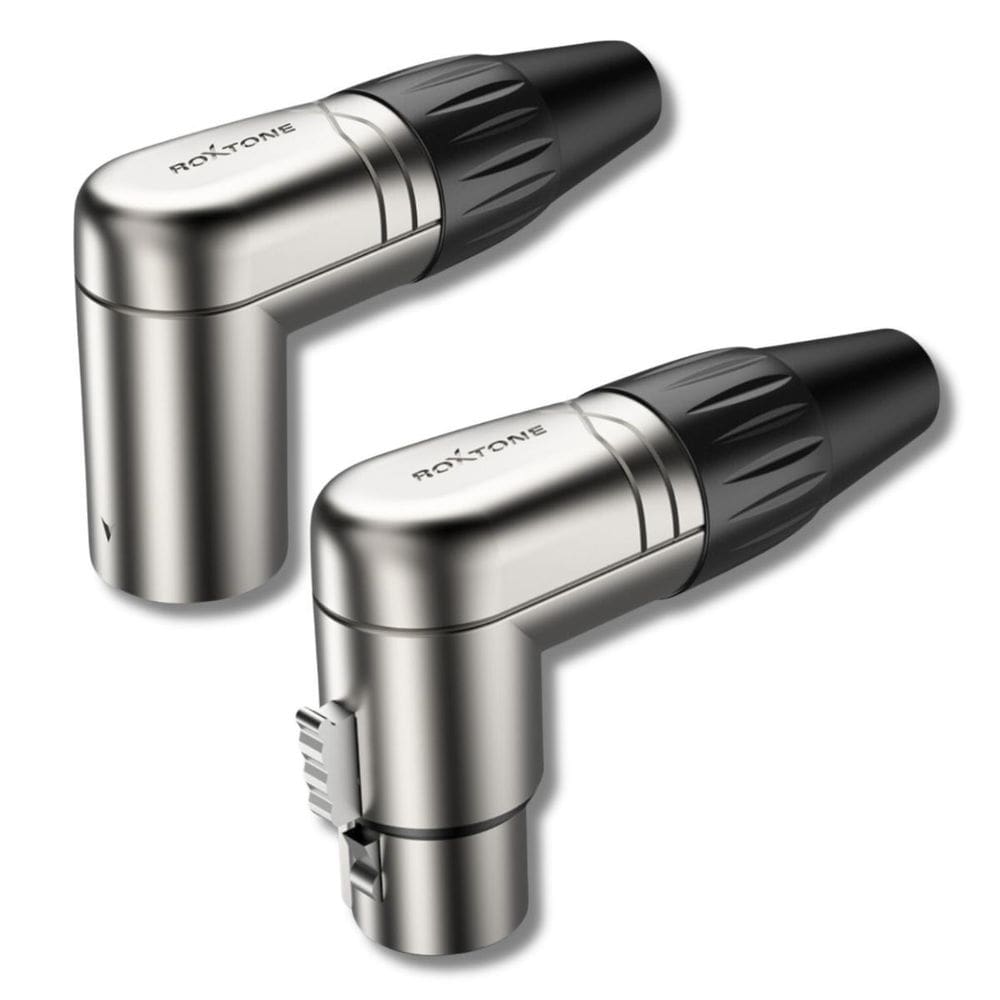 Par Plug Xlr 90º Macho + Fêmea 3 Vias Profissional Roxtone
