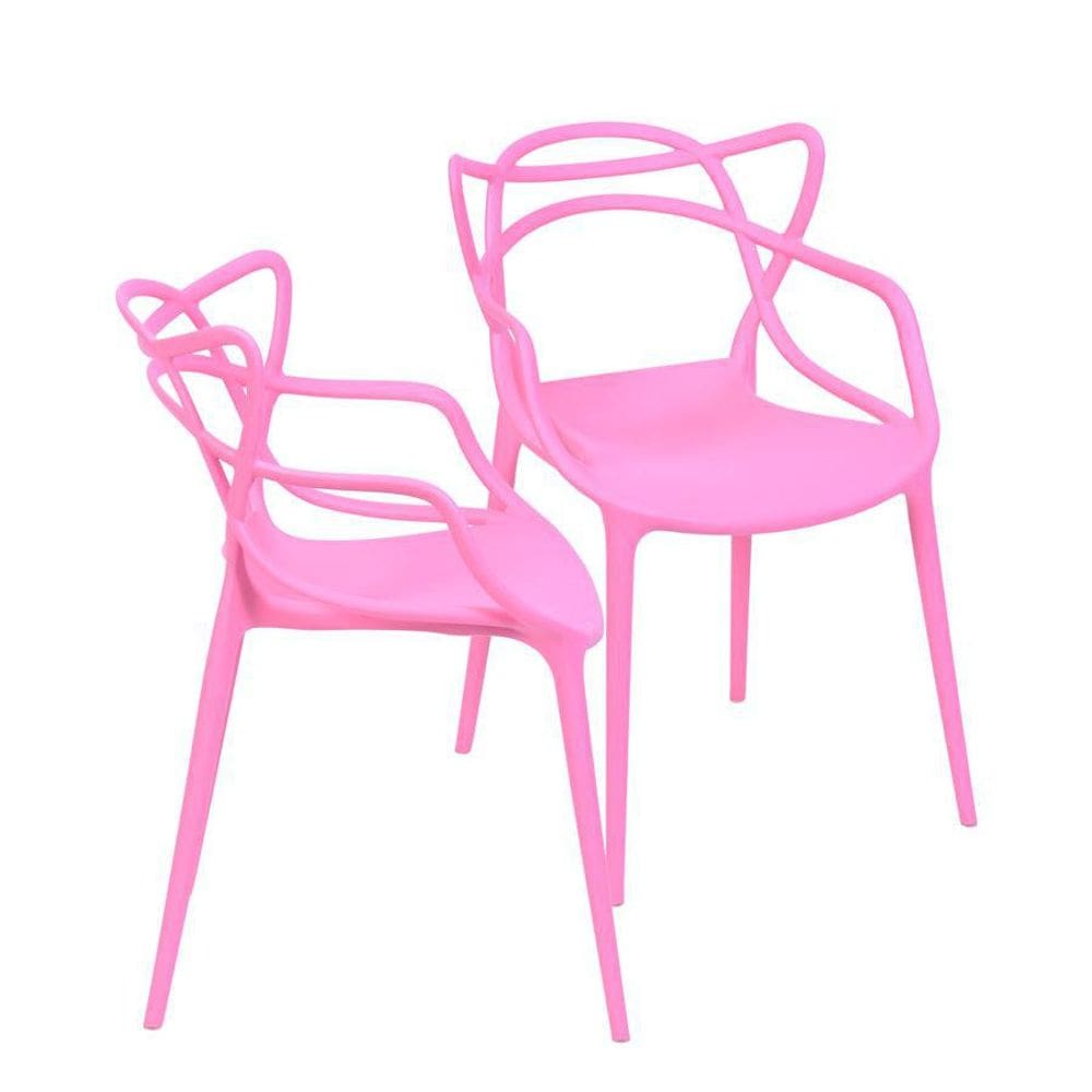 Kit 02 Cadeiras Boxbit Solna Polipropileno Rosa Rosa