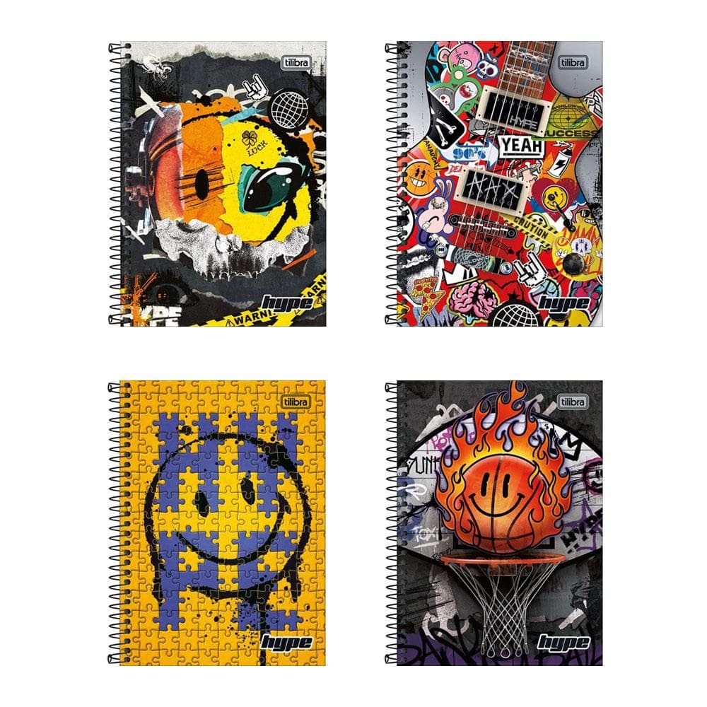 Caderno espiral capa dura 1/4 80 folhas Hype - Tilibra