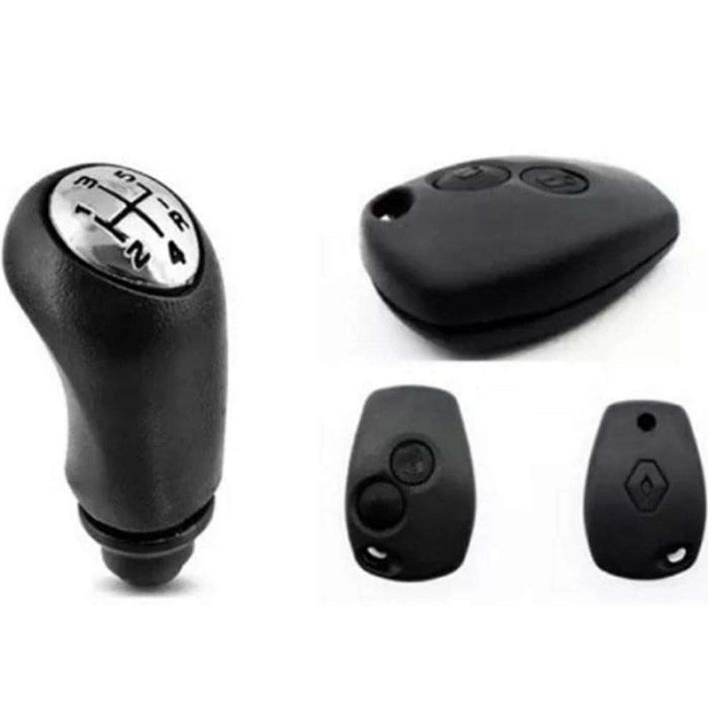 Manopla Cambio + Capa Da Chave Sandero Logan 2008 A 2015 Pto