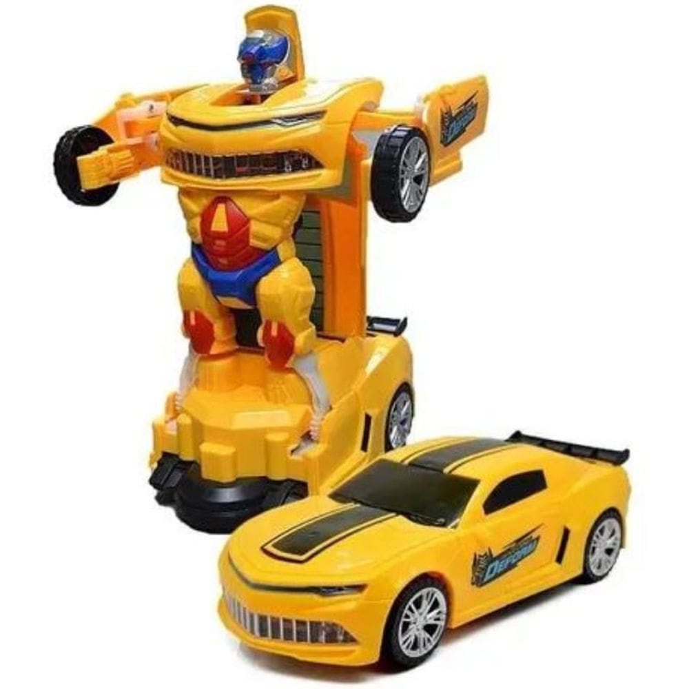 Carrinho Camar Vira Robo Transformers Luzes Som E Movimento
