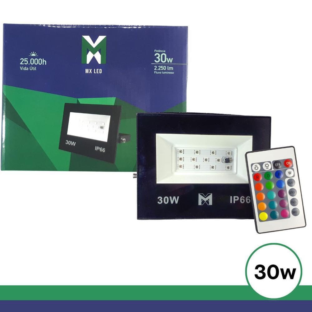 Refletor Led 30W Bivolt Rgb Maxxy Led