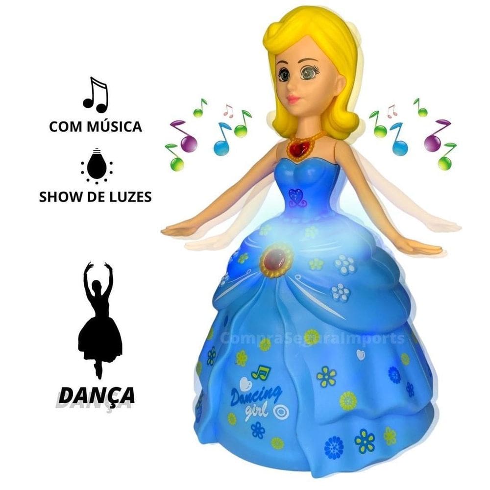 Boneca Musical Dançarina Luzes E Música Bate Volta - Azul