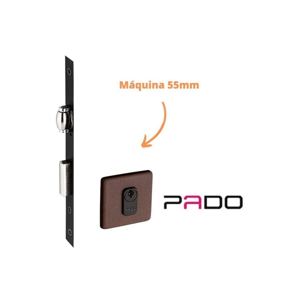 Fechadura Rolete Porta Pivotante Pado Corten Marrom Máquina