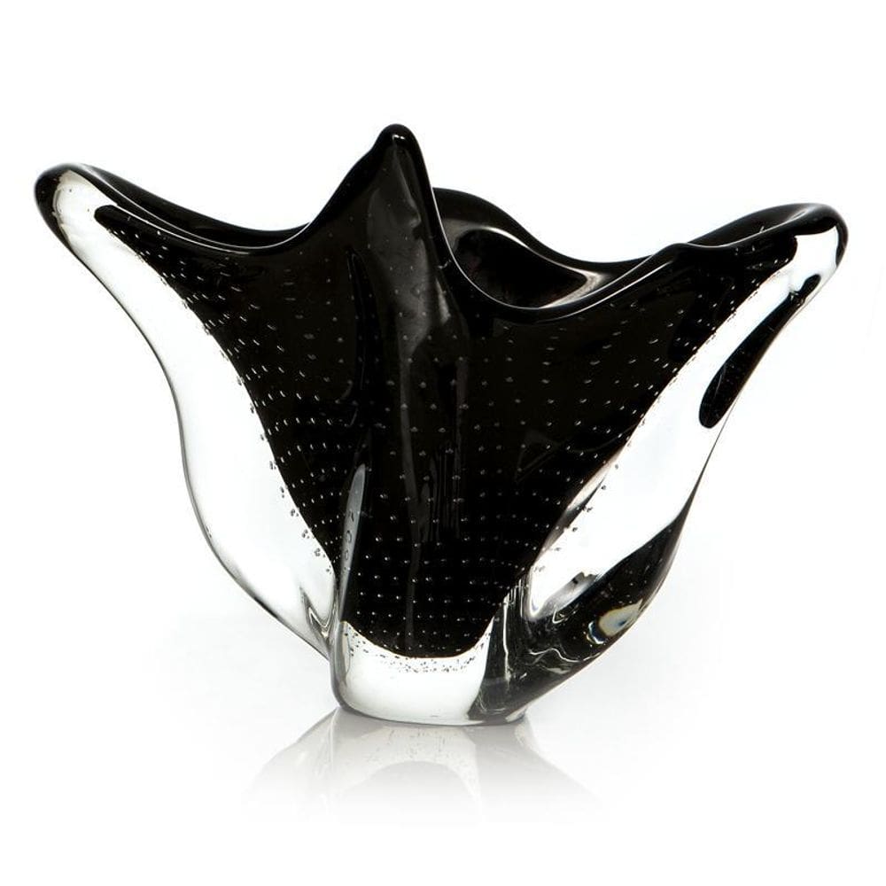 Vaso Em Cristal Murano Preto - São Marcos 36Cm