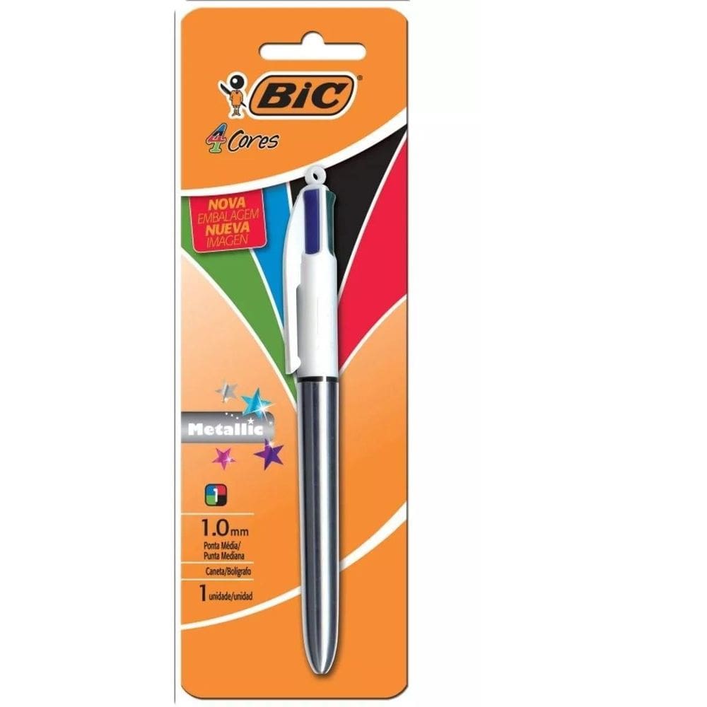 Caneta Bic 4 Cores Esferográfica 1.0 Mm Metálica