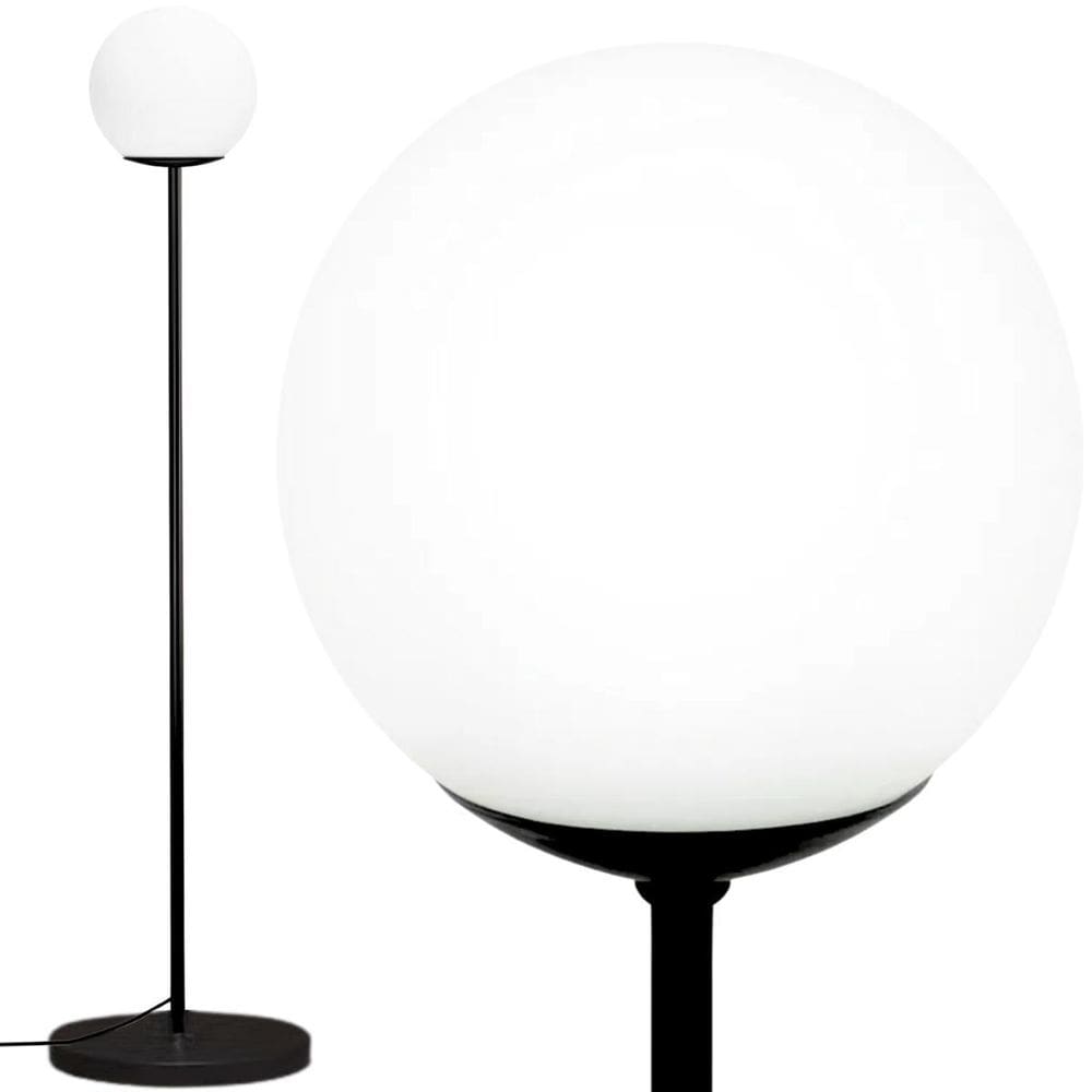 Luminária Poste Piso 169Cm Jabuticaba Mármore Globo Vidro