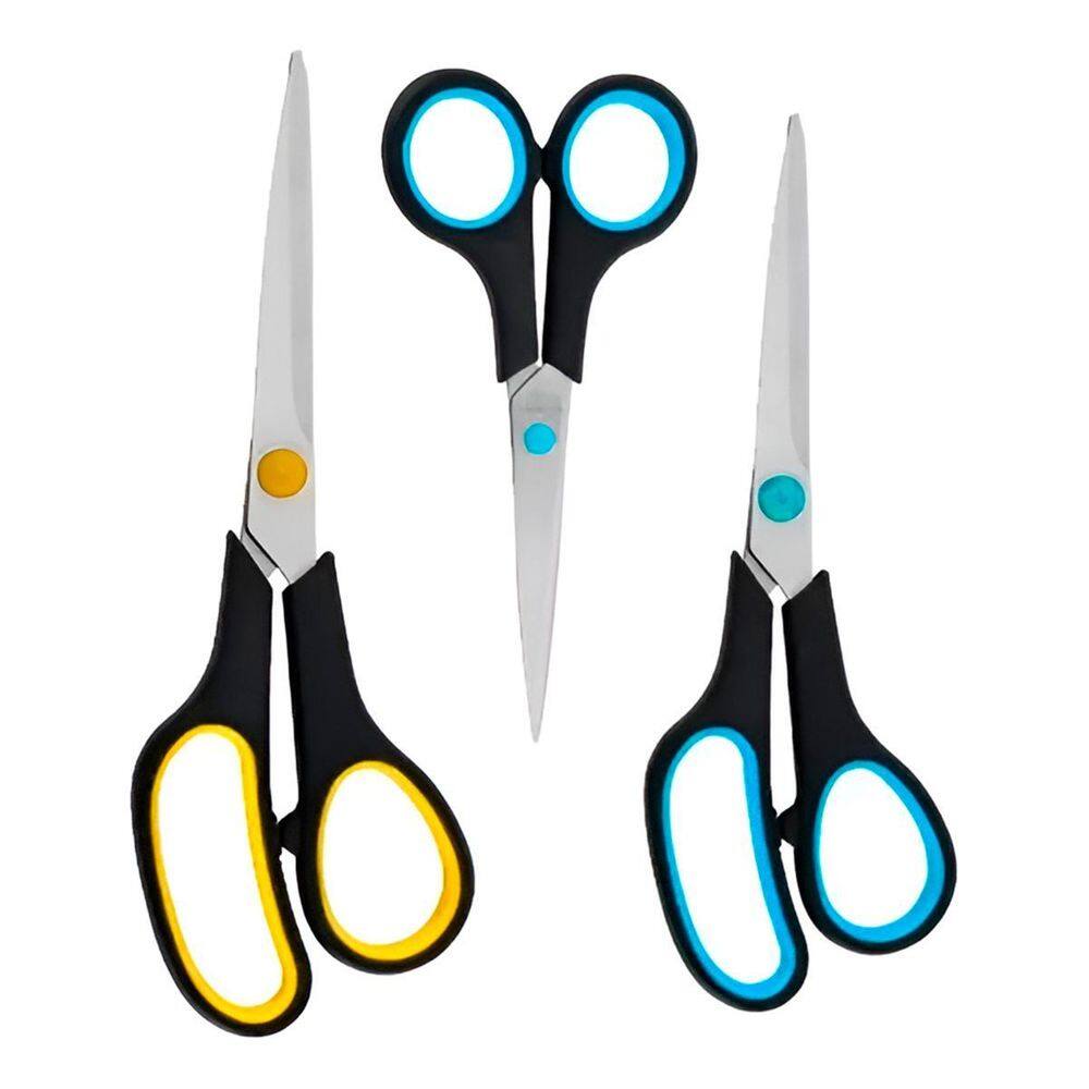 Kit 3 Tesouras Inox Multiuso Costura Artesanato Escritório