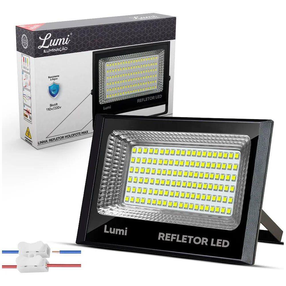 2X Refletor Holofote Super Led Mini 200W Ip66 Cor Da Luz Bra