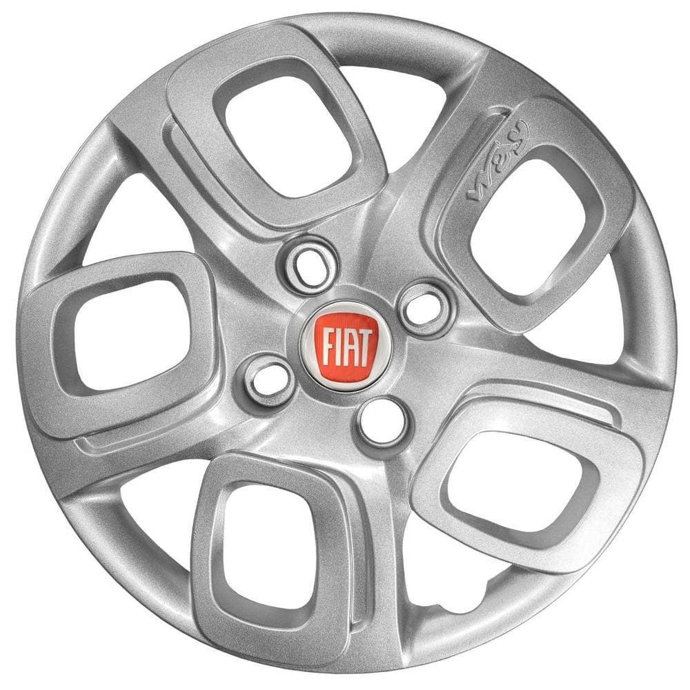 Jogo 4 Calotas Aro 14 Emblema Fiat Uno Way Prata