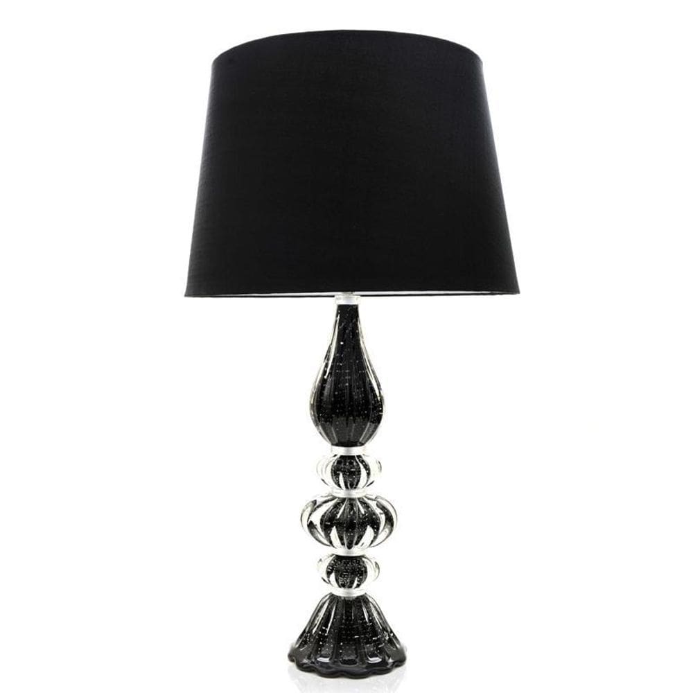 Abajour Em Cristal Murano Preto - São Marcos 62Cm