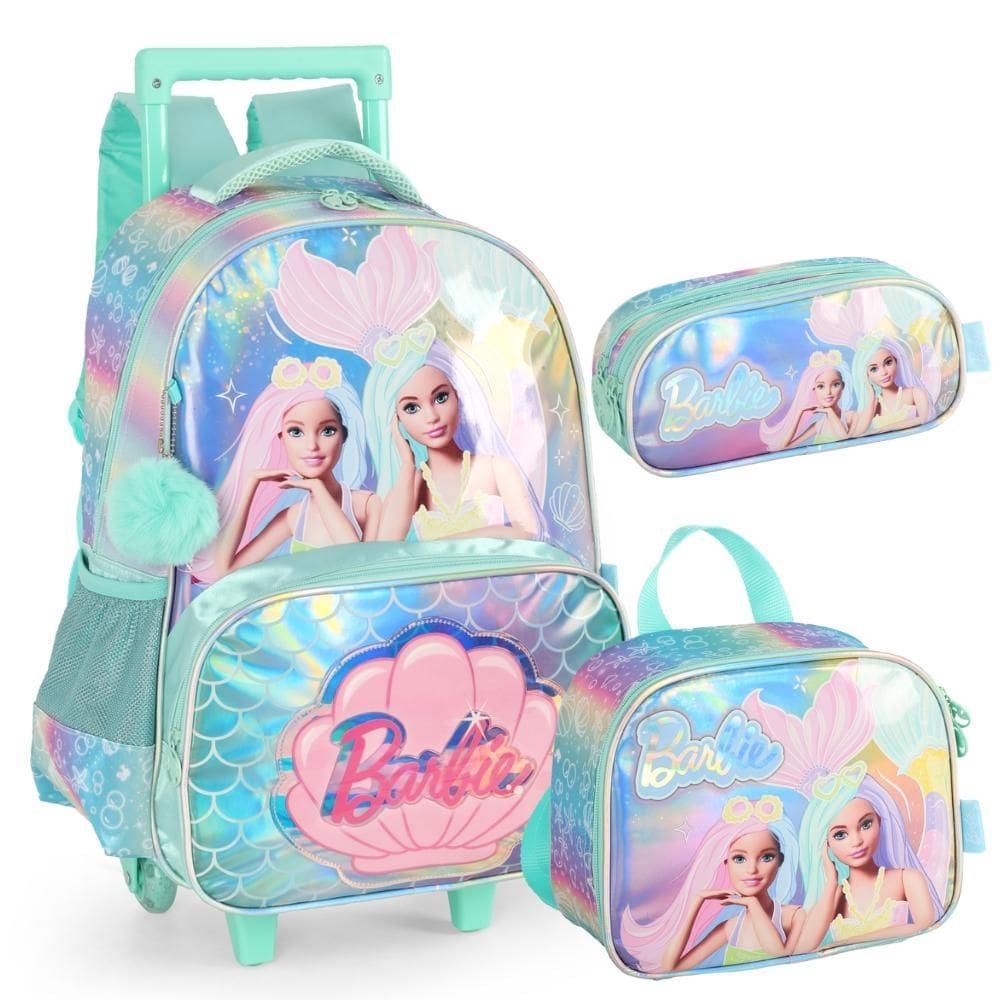 Kit Mochila Rodinhas Holográfica Barbie Sereia - Luxcel