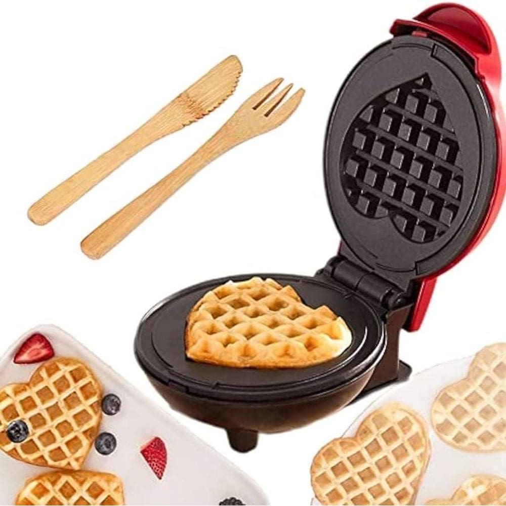 Forma De Waffle Formato Coração Mini Elétrico Mini 220V
