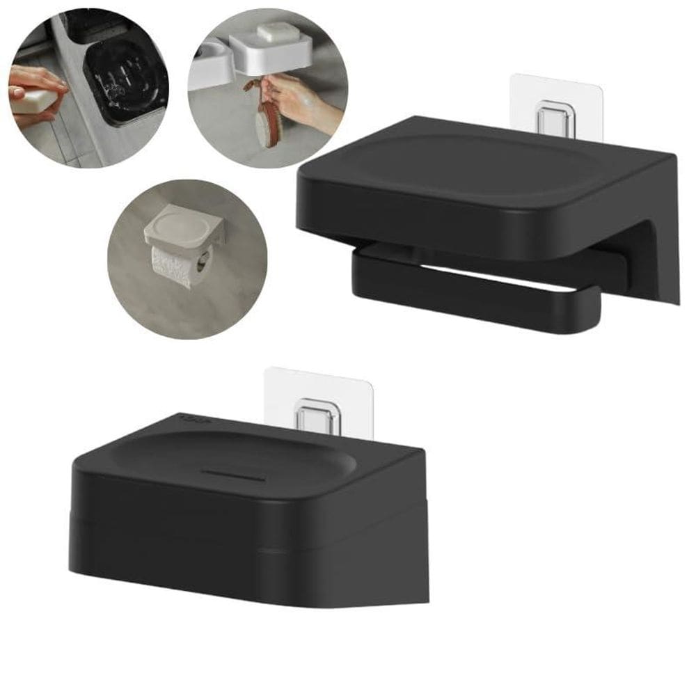 Kit Suporte Porta Papel Higiênico+ Saboneteira Box Banheiro