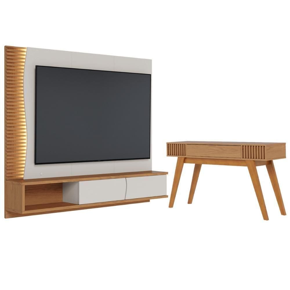 Conjunto Aparador Com Painel Noir Off White Matte Freijo