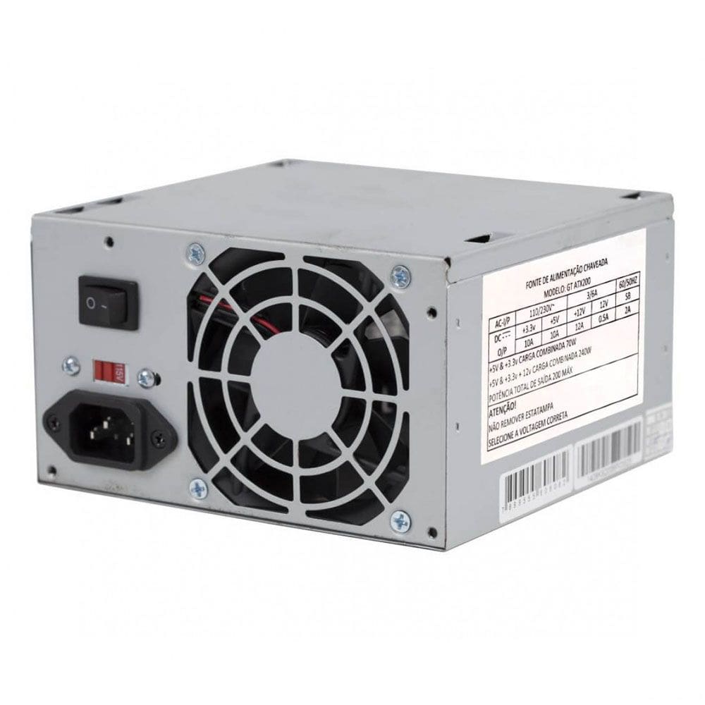 Fonte Alimentação ATX Goldentec 200W Real com Cabo GT200R