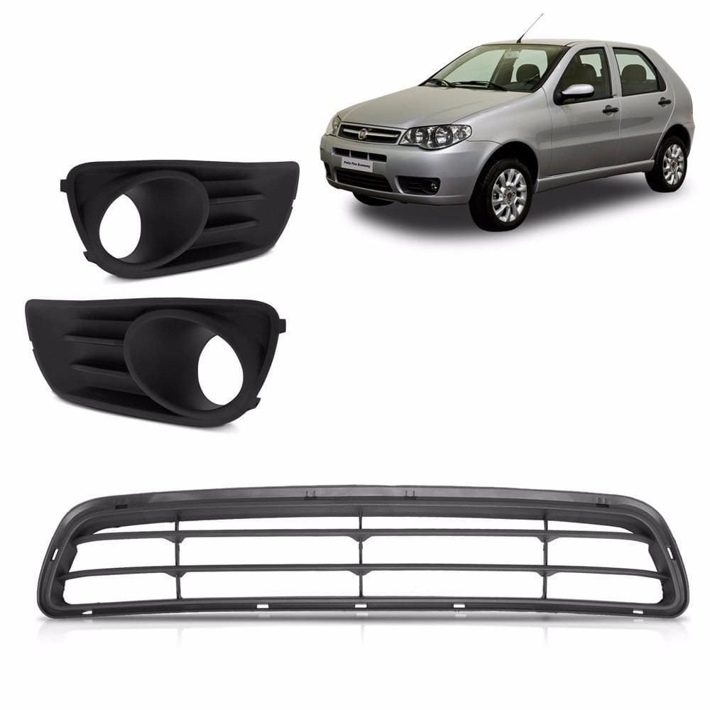 Kit Moldura Grade Parachoque Farol Milha Palio Economy 2011